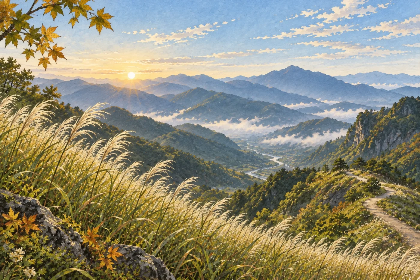 九月初白芒草與清朗山谷